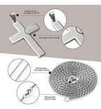 Corrente Masculina Aço Inox Cruz Jesus Preta Prata 60 Cm