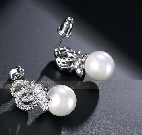 Brinco Pérola E Zirconia Noiva Pequeno Delicado Prata