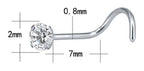 Piercing Nariz Nostril Aço Pedra Zirconia 2 Mm Pt De Luz