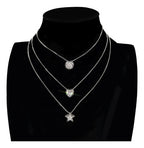 Colar Corrente Pedra Zirconia Coração Semijoia Dourado Prata