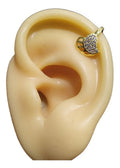 Piercing De Argola Falso Fake Dourado Pedra Zirconia Coração