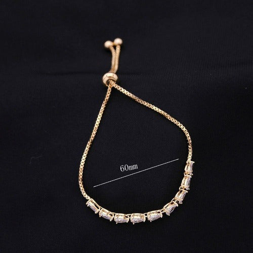 Pulseira Bracelete Dourada Com Zircônia Noiva Debutante Gota