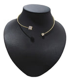 Colar Chocker Pedra Zirconia Quadrado Folheado 18k Rígido