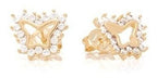 Brinco Zirconia Dourado Dama Daminha Folheado Ouro Borboleta