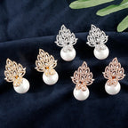 Brinco Noiva Zirconia Perola Pendurado Dourado Rosê Festa