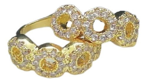 Piercing Argola Falso Fake Dourado Pedra Zirconia Semi Joia
