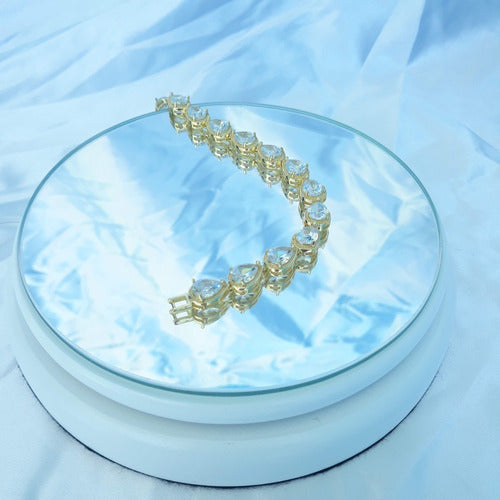 Pulseira Bracelete Dourada Com Zircônia Noiva Debutante Gota