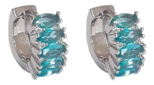 Brinco Argola Pedra Zirconia Verde Dourado Folheado Ouro 18k