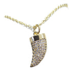 Colar Dente De Tigre Pedra Zirconia Dourado Chifre