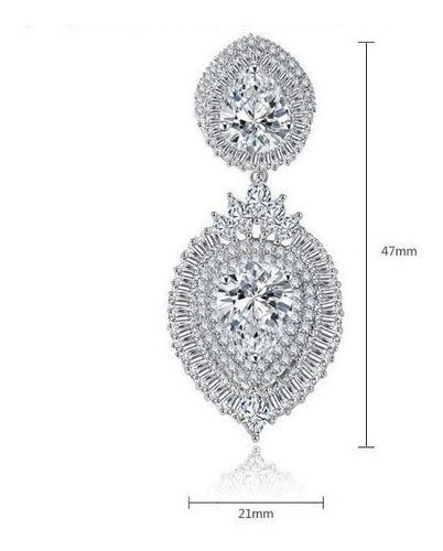 Brinco Noiva Pedra Zirconia Prata Debutante Pendurado Gota