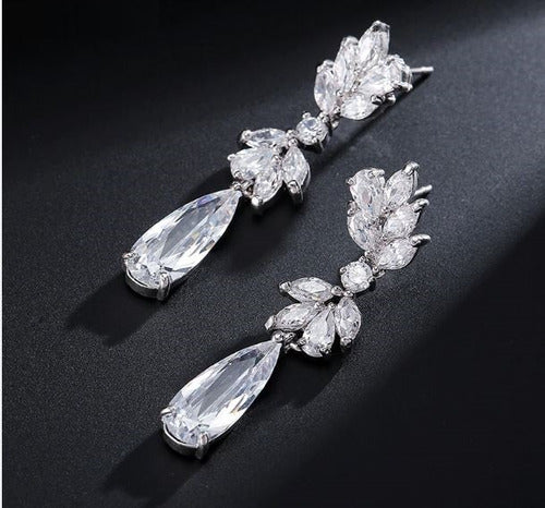 Brinco Noiva Zirconia Gota Prata Festa Madrinha Formatura