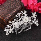 Arranjo Enfeite Cabelo Noiva Prata Strass Perola Barato