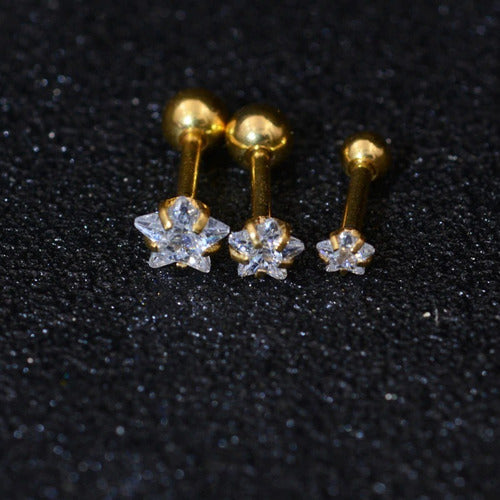 Piercing Tragus Helix Flat Cartilagem Mini Estrela 3 4 5 Mm