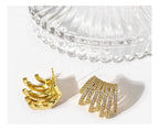 Brinco Ear Cuff  Pedra Zirconia Banhado Ouro Meia Argola Lux