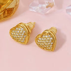 Brinco Pedra Zirconia Coração F Ouro Semi Joia Noiva Festa