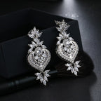 Brinco Noiva Zirconia Pendurado Prata Debutante Luxo