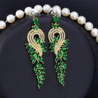 Brinco Noiva Zirconia Prata Verde Festa Formatura Madrinha