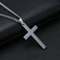 Corrente Masculina Aço Inox Pingente Cruz Preta Prata 60 Cm