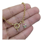 Pulseira Bracelete Mão De Fátima Elo Português Boia F. Ouro