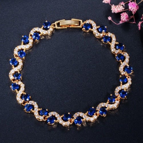 Pulseira Bracelete Prata Ou Dourada Zircônia Noiva Debutante