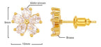Brinco Flor Pedra Zirconia Pequeno Dourado Prata Banhado