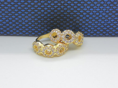 Piercing Argola Falso Fake Dourado Pedra Zirconia Semi Joia