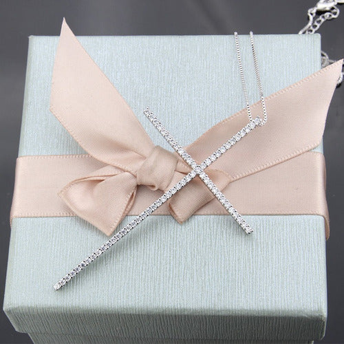 Colar Cruz Crucifixo Grande Pedra Zirconia Dourado Ou Prata