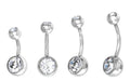 Piercing Umbigo 2 Pedras Aço Cirúrgico Haste De 6 8 10 Mm
