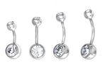 Piercing Umbigo 2 Pedras Aço Cirúrgico Haste De 6 8 10 Mm