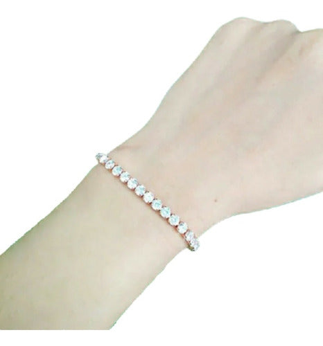 Pulseira Bracelete Rosê Com Pedra Zircônia Noiva Debutante