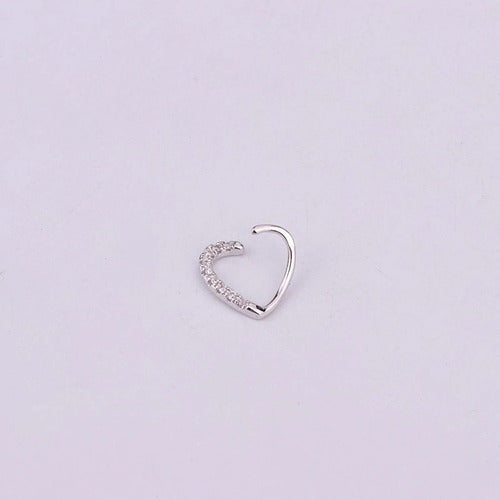 Piercing Daith Coração Prata Love Pedra Zirconia 10 Mm