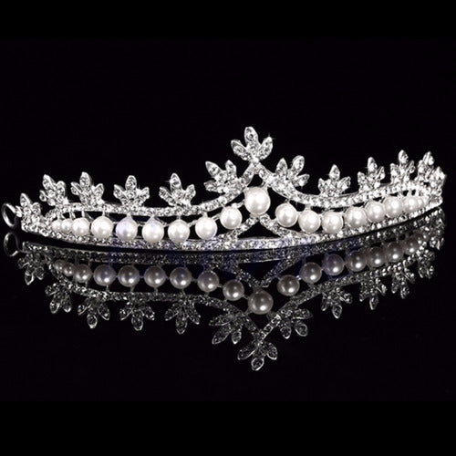 Coroa Tiara Arranjo Cabelo Noiva Strass Pérola Strass Luxo
