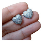 Brinco Noiva Festa Coração Pedra Zirconia  Folheado Ouro 18k