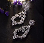 Brinco Noiva Zirconia Pendurado Prata Festa Debutante Luxo