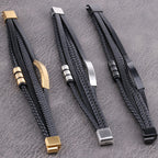Pulseira Masculina Couro Aço Inox Chapa Gravar Trançado 4x