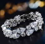 Pulseira Bracelete Prata Com Zircônia Noiva Debutante Gota
