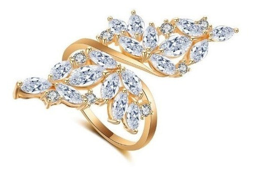 Anel Noiva Pedra Zirconia Festa Prata Ou Dourado Casamento