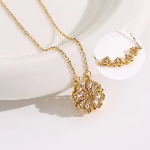 Colar Trevo Coração Dourado Ou Prata Festa Debutante Banhado