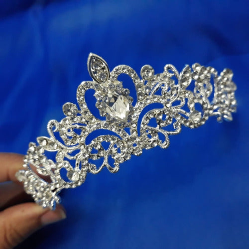 Coroa Tiara Prata Noiva Strass Debutante Promoção Barata