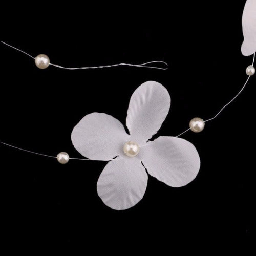 Enfeite Arranjo Tiara Cabelo Noiva Perola Flor Casamento