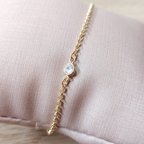 Pulseira Pedra Zirconia Folheada A Ouro 18k Dourada