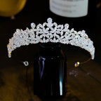 Coroa Tiara Porta Coque Cabelo Noiva Prata Pedra Zirconia