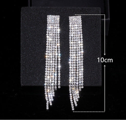 Brinco De Strass Noiva Prata Pendurado Festa Luxo 15 Anos