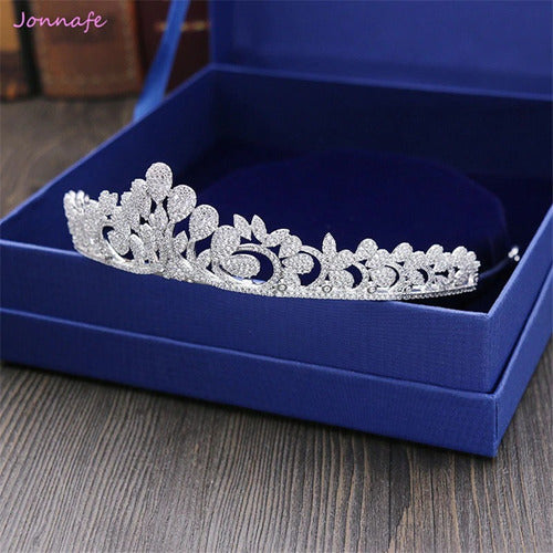 Coroa Tiara Cabelo Noiva Prata Zirconia Princesa Luxo Linda