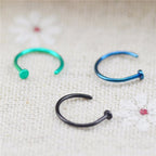 Piercing Nariz Argola Falso Fake Dourado Prata Preto Rosa