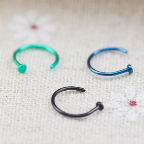 Piercing Nariz Argola Falso Fake Dourado Prata Preto Rosa