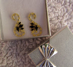 Brinco Dourado Noiva Pedra Zirconia Verde Azul Preto Festa