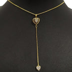 Colar Gravatinha Coração Zirconia F. Ouro 18k Dourado