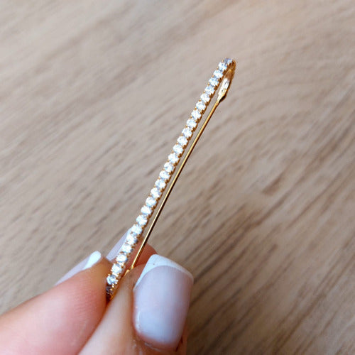 Piercing Fake Transversal Micro Zircônia Folheado Ouro 18k