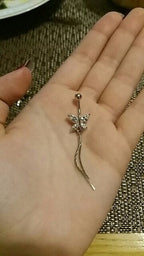 Piercing De Umbigo Prata Ou Dourado Borboleta Zirconia